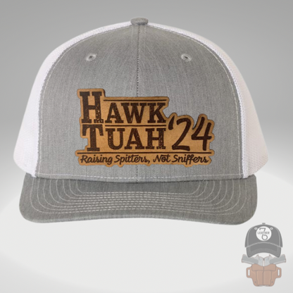 HAWK TUAH ‘24 Raising Spitters Not Sniffers Leather Patch Hat