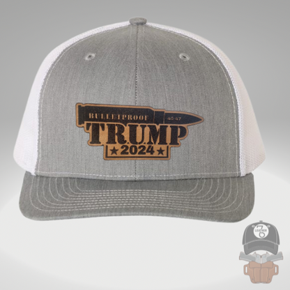 “BULLETPROOF” TRUMP 2024 LEATHER PATCH HAT