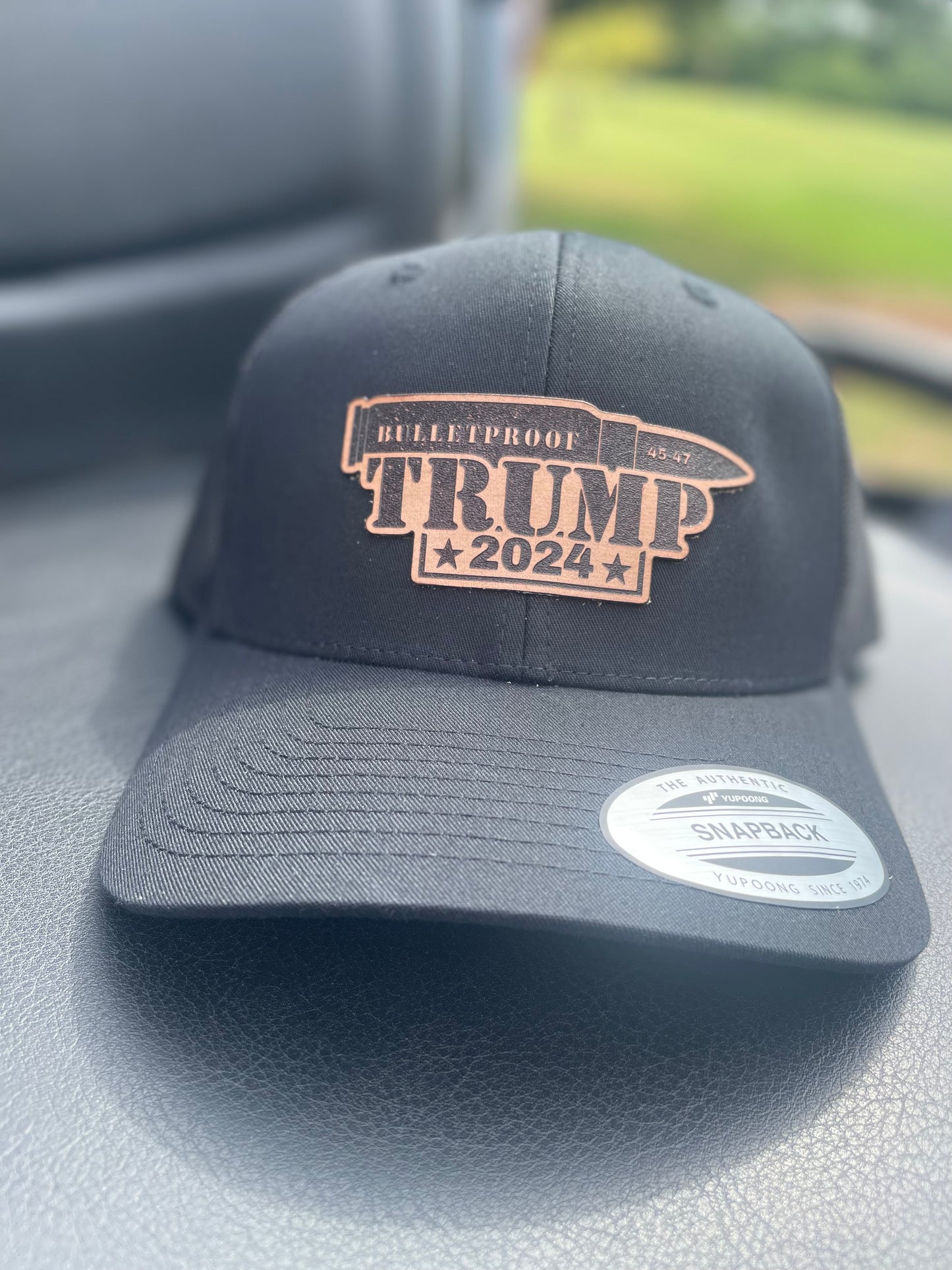 “BULLETPROOF” TRUMP 2024 LEATHER PATCH HAT