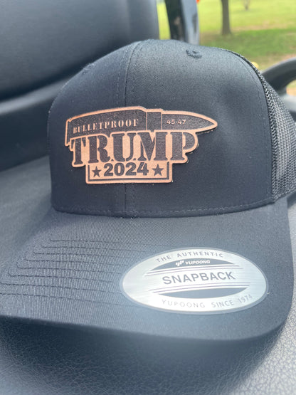 “BULLETPROOF” TRUMP 2024 LEATHER PATCH HAT