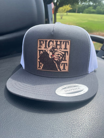 “FIGHT,FIGHT,FIGHT” TRUMP 2024 LEATHER PATCH HAT