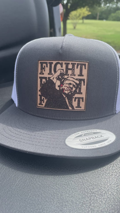 “FIGHT,FIGHT,FIGHT” TRUMP 2024 LEATHER PATCH HAT